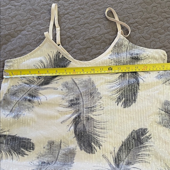 Kimchi Blue Sequined Feather Print Women's Camisole Adjustable Straps - Picture 6 of 8